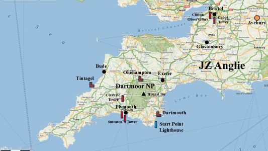 Mapa navštívených míst - JZ Anglie